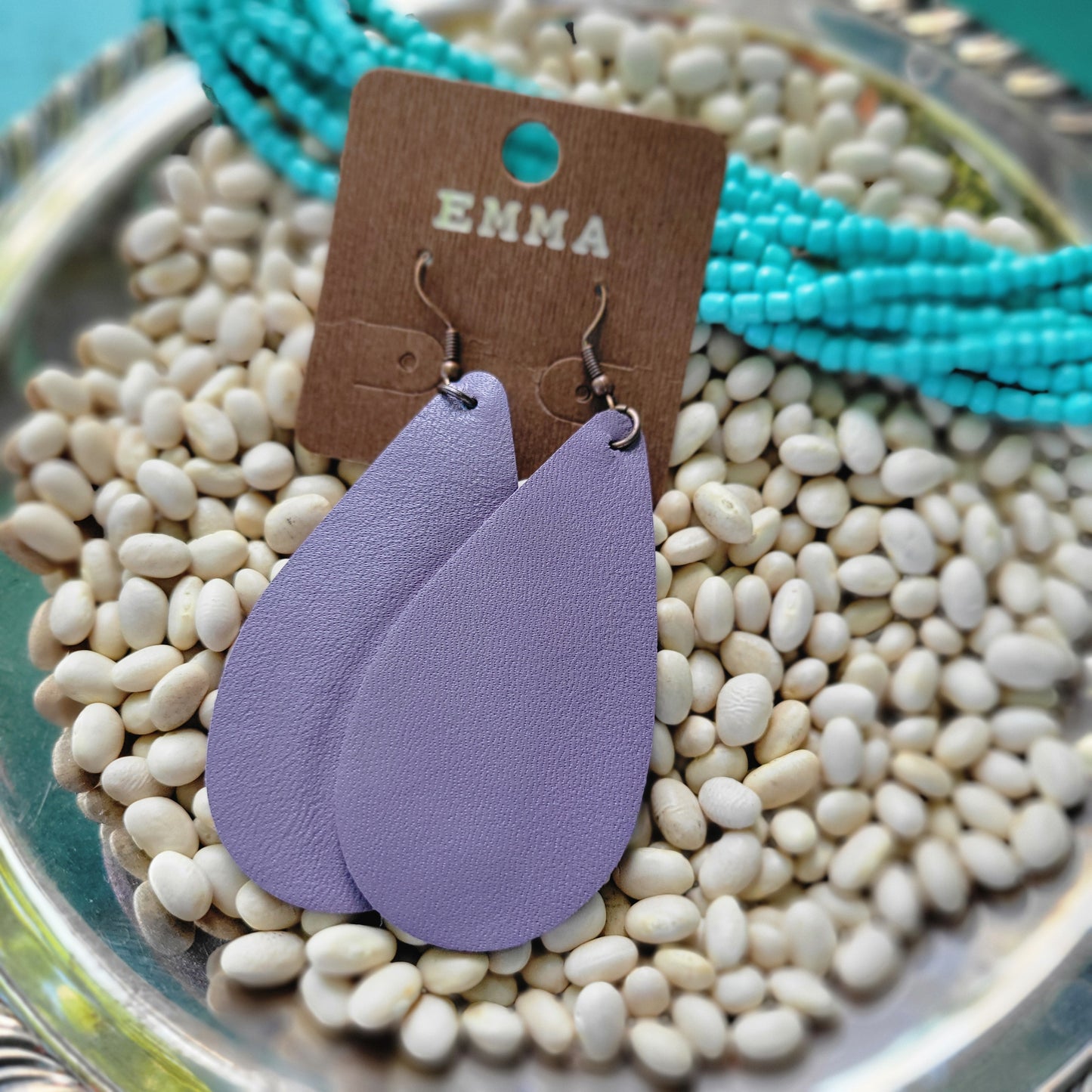 Leather Tear Drop Earrings