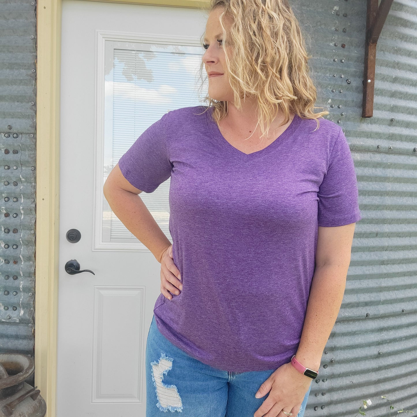 Simple Sterling Tee - Heathered Purple