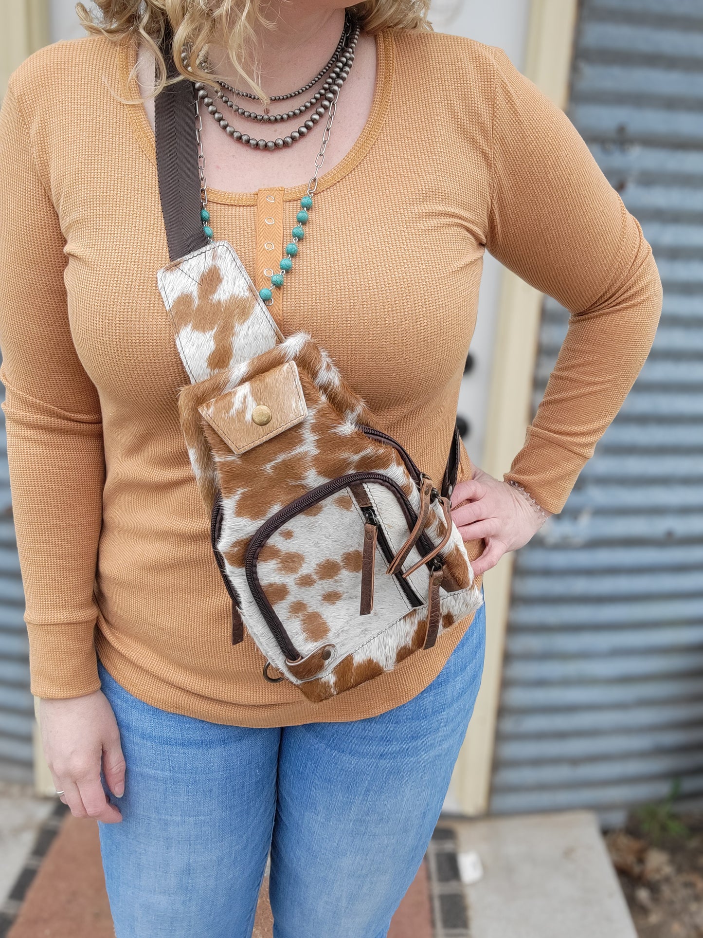 Genuine Cowhide Sling Bag Purse