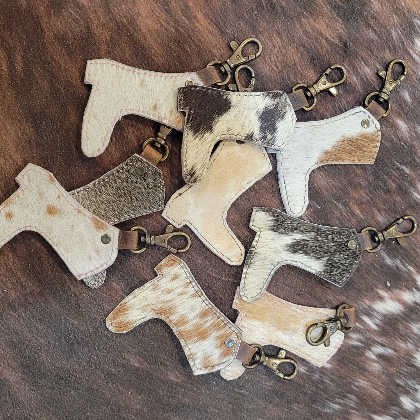 Painted Leather Boot/Cowhide Keychains