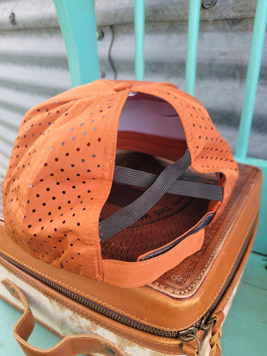 Fly Head Ponytail Hat- Rust