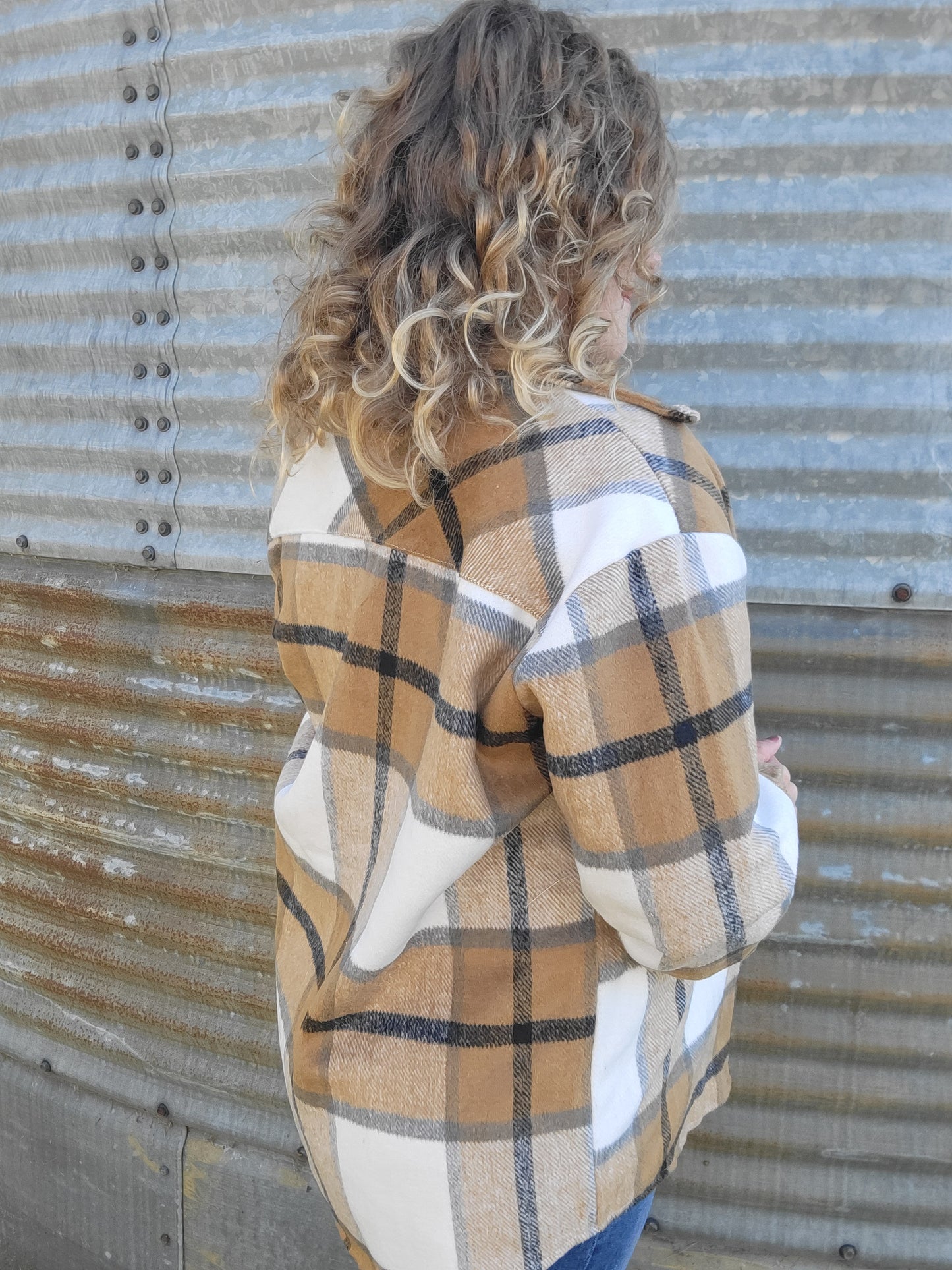 Plaid Flannel Shacket - Camel