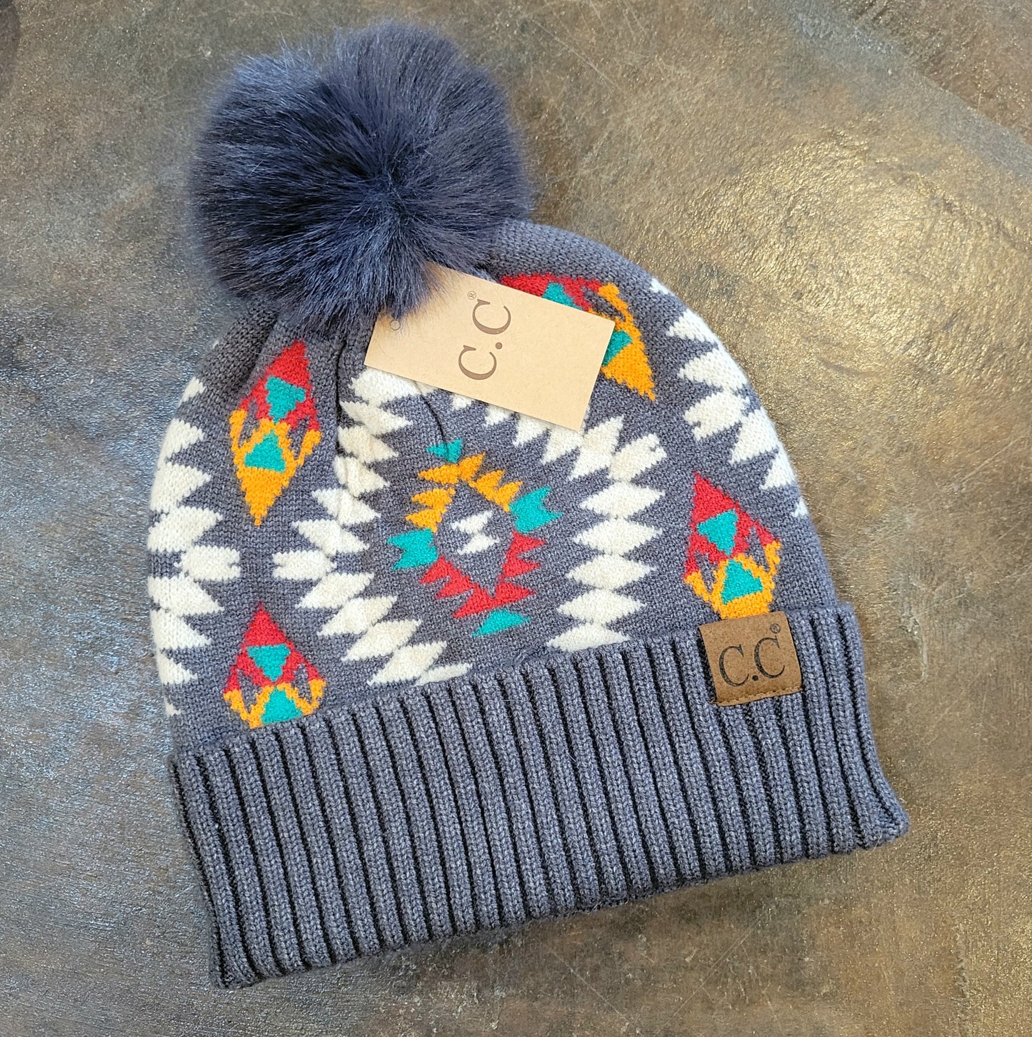 CC Aztec Soft Beanie with Pom