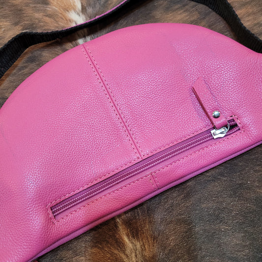 Cow Hide Fanny Pack - Pink