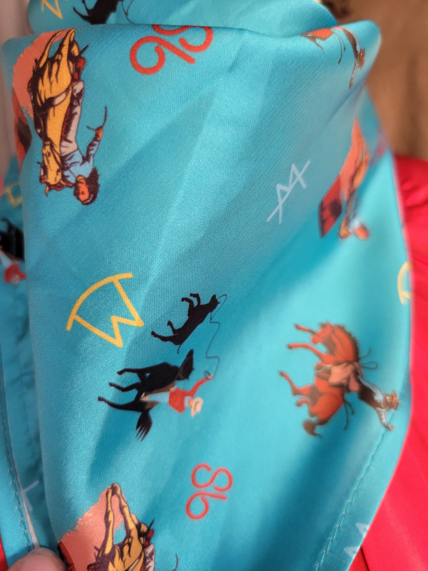 Buckaroo Rag - Vintage Cowboy Teal 18x18