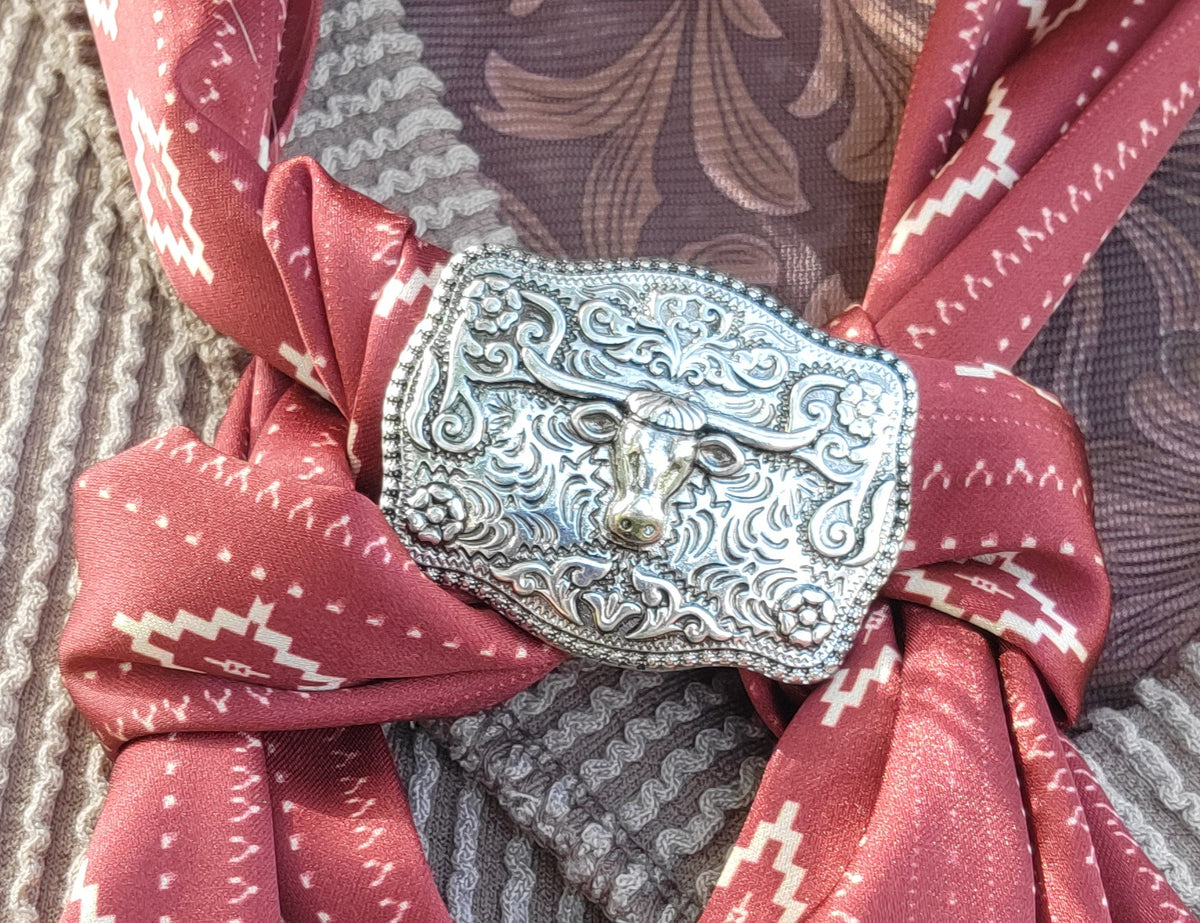 Western Longhorn Concho Scarf Slide
