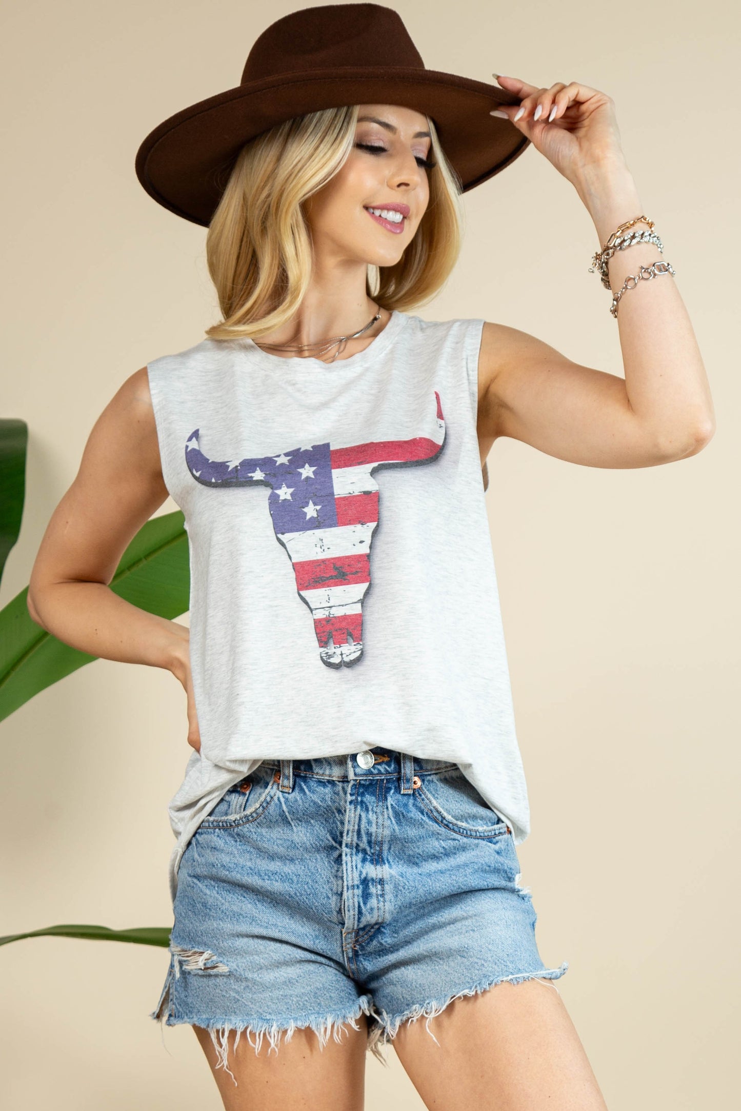 'Merica Longhorn Sleeveless Tee