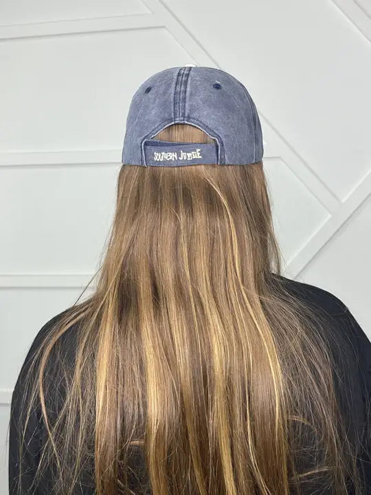 Distressed Tan, Brown and Navy Baseball Hat