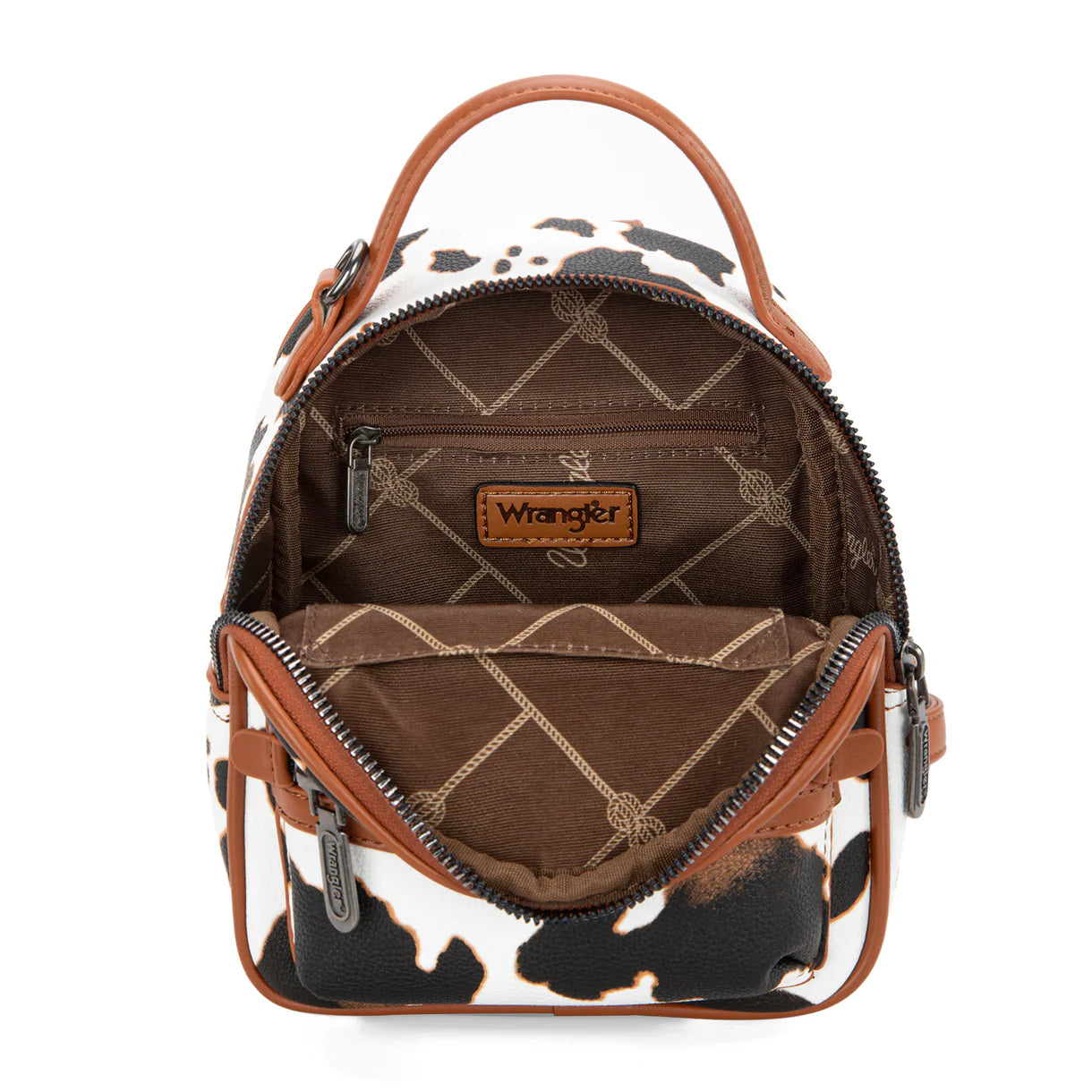 Wrangler Cow Print Mini Backpack With Coin Pouch - Brown