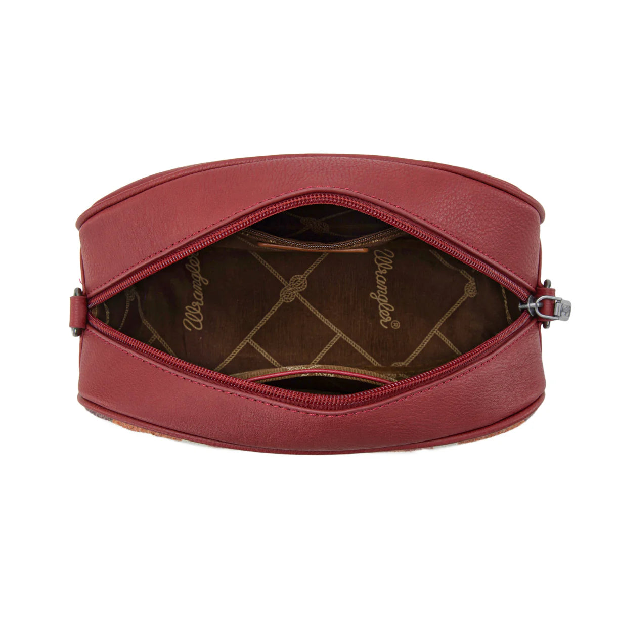Wrangler Sherpa Aztec Canvas Crossbody - Burgundy