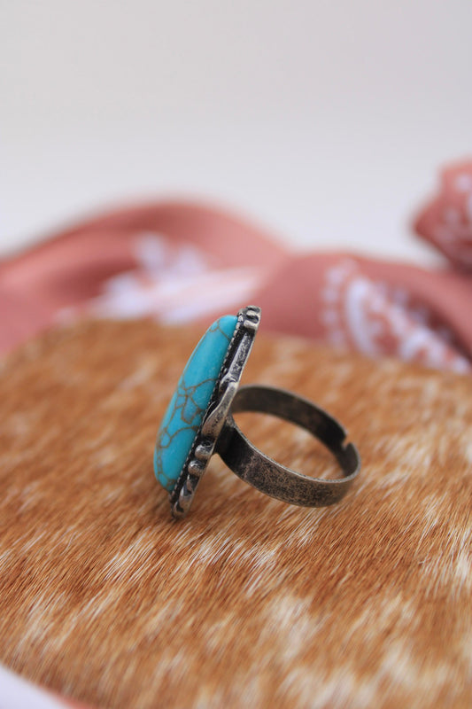 Turquoise Triangle Adjustable Ring