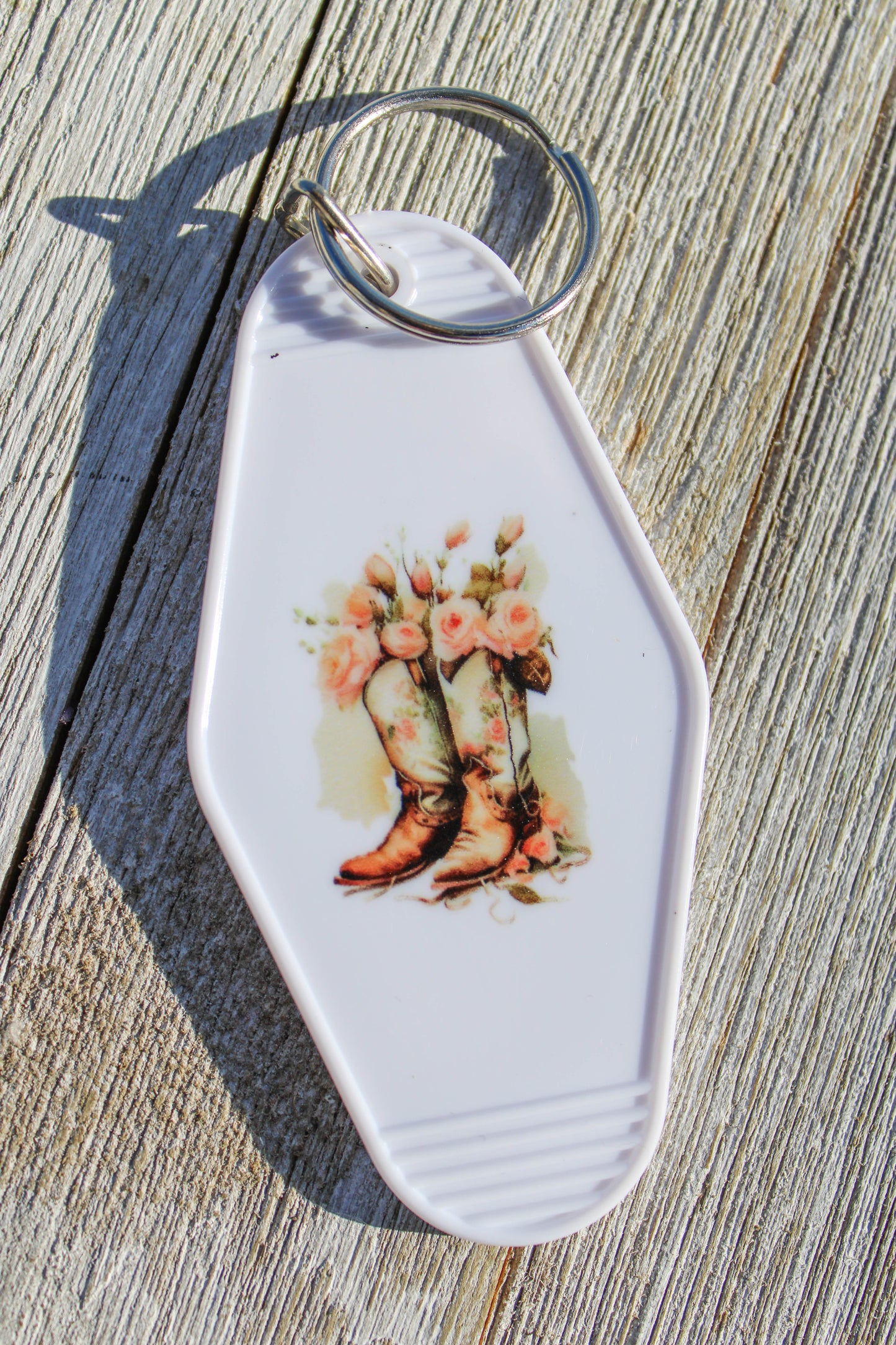 Floral Cowgirl Boots Hotel Room Keychain