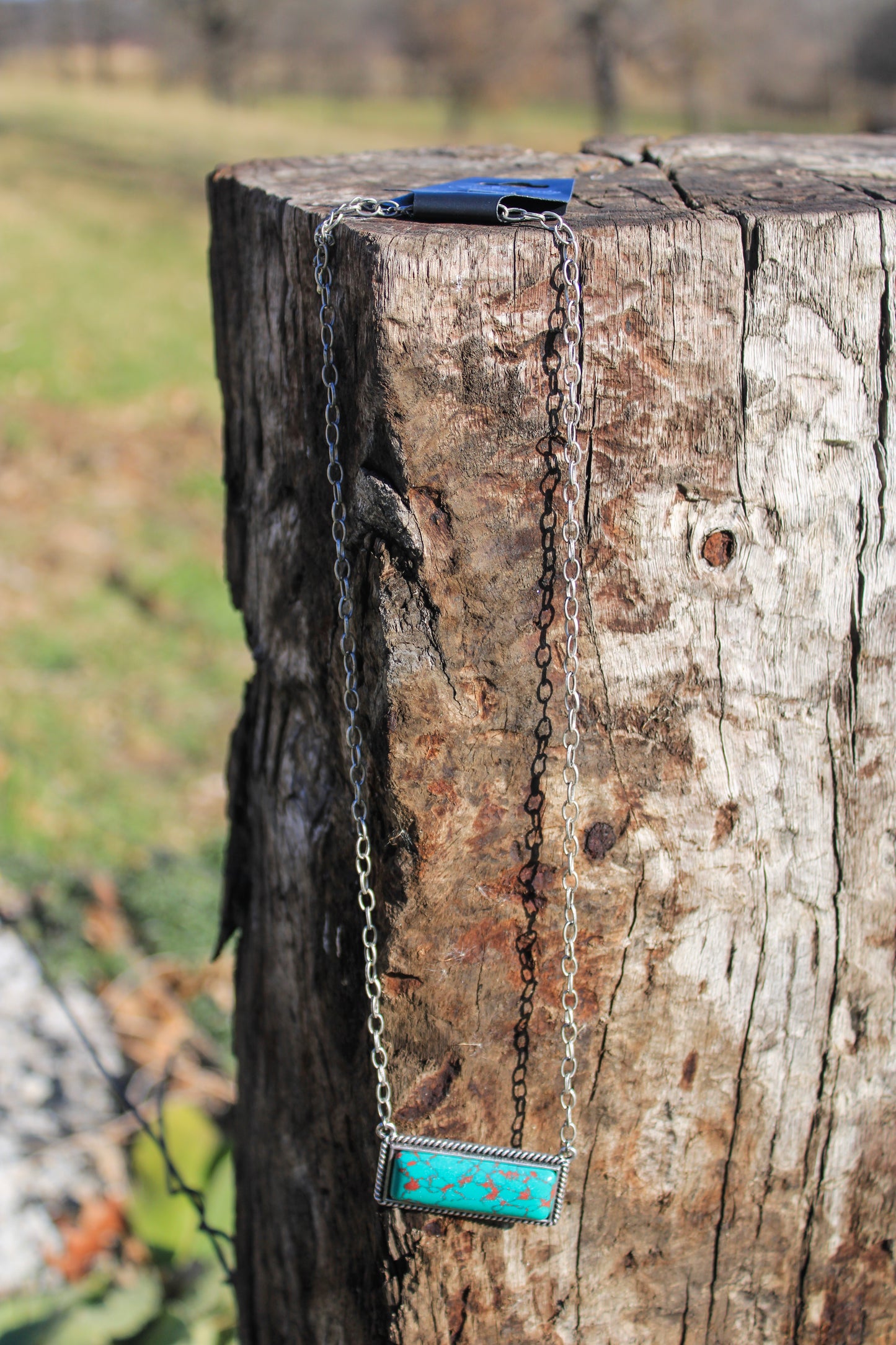 Turquoise Bar Necklace - Green Turquoise