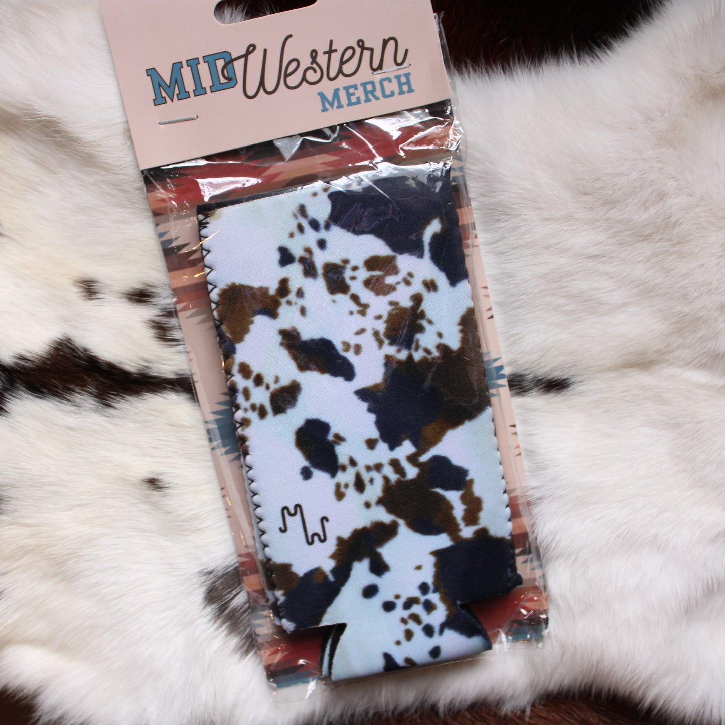 Skinny Can Cooler - Cow Print