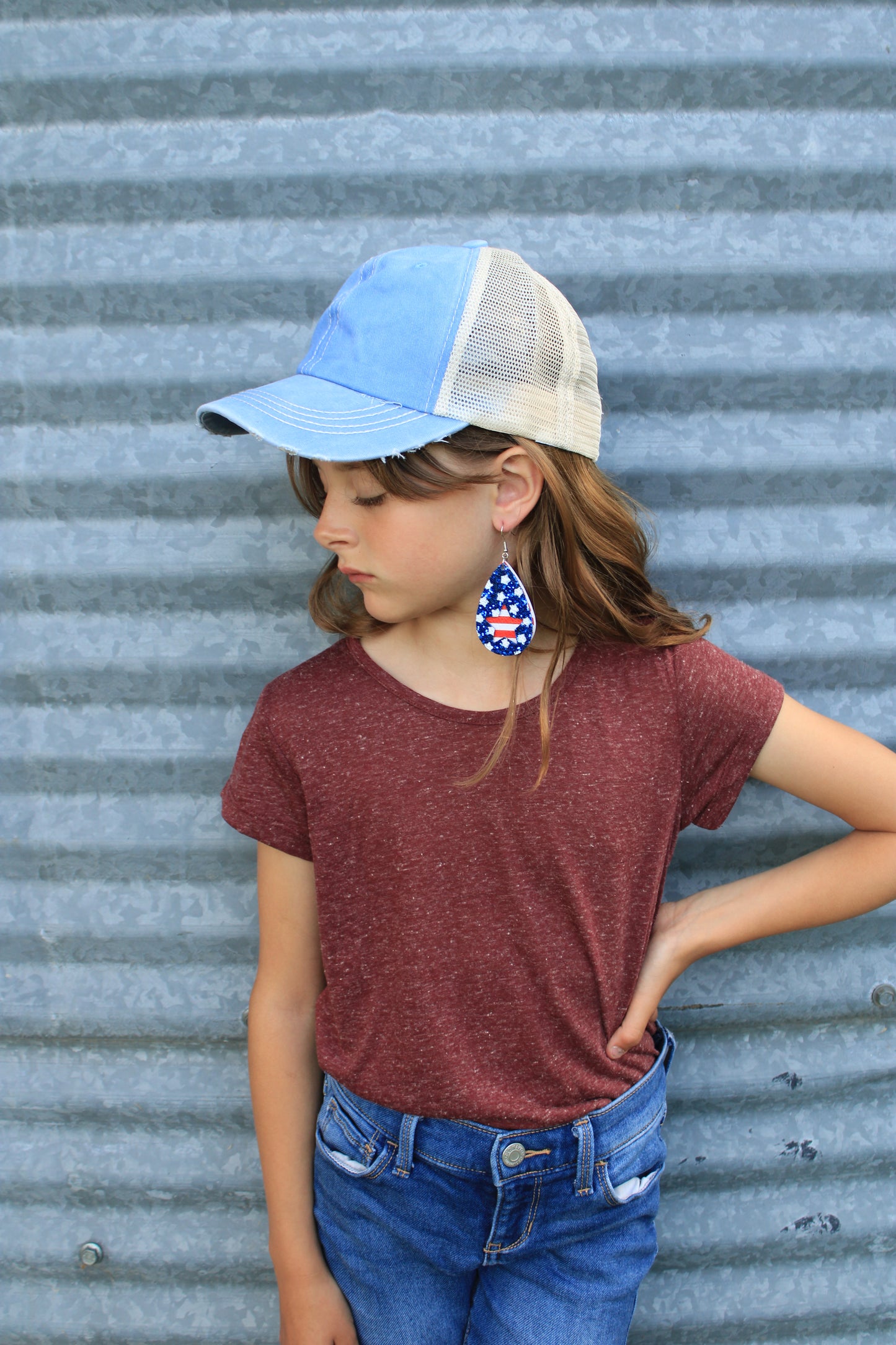 Girls' Heathered Maroon Shortsleeve Tee