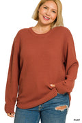 Round Neck Basic Sweater - Rust