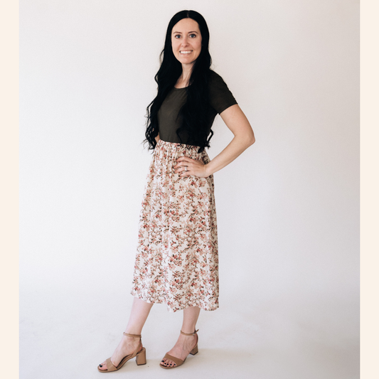 Olive Green Floral Dress