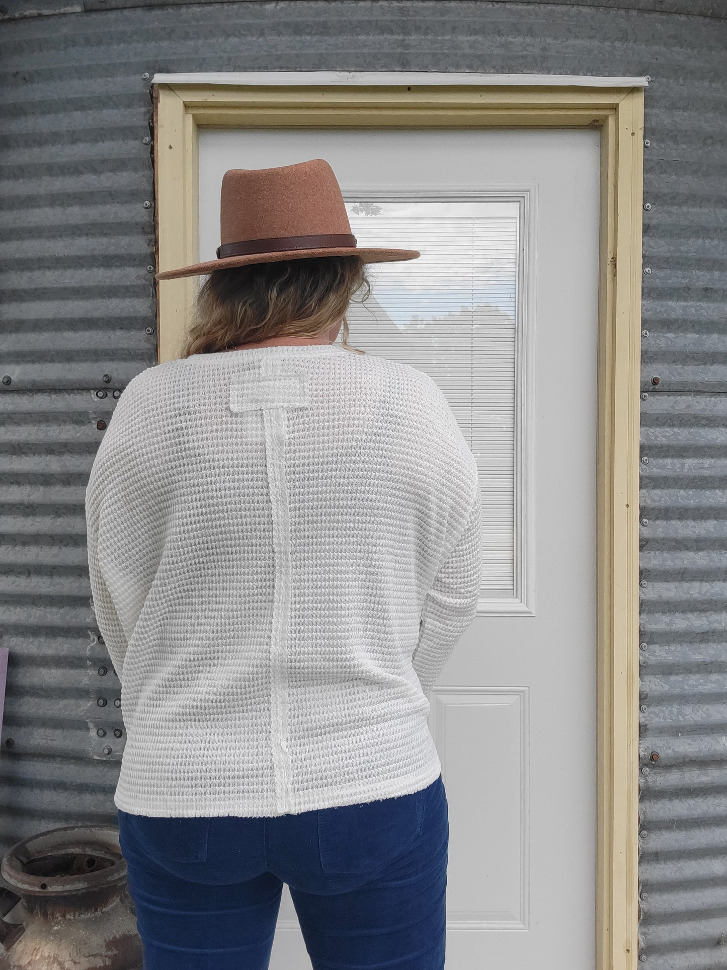 Sadie Drop Shoulder Boat Neck Jacquard Sweater - Off White