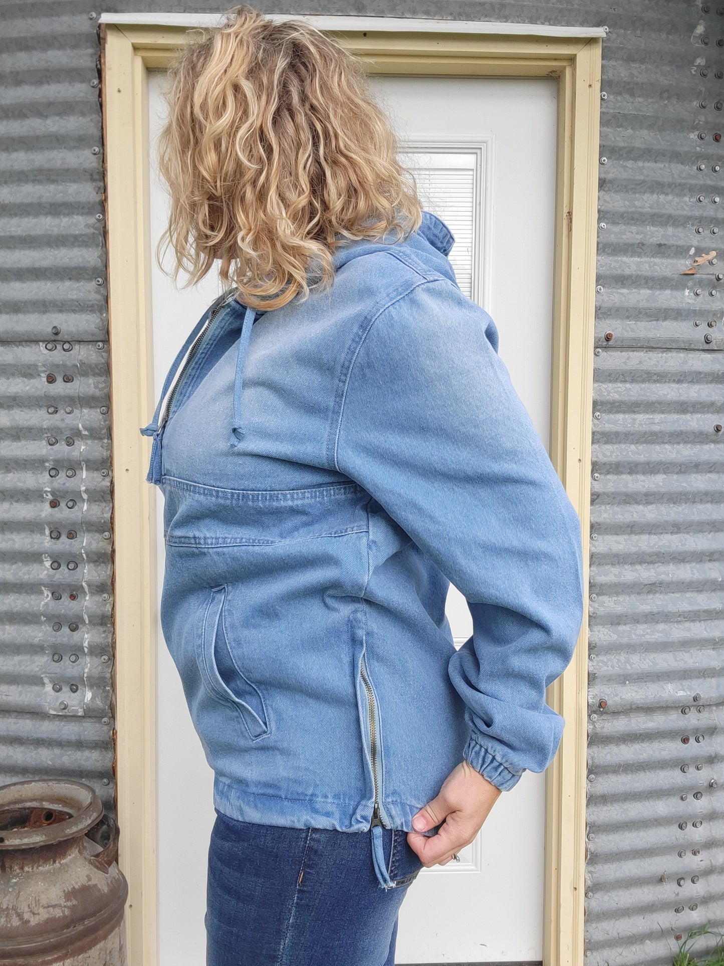 Denim Hooded Pullover