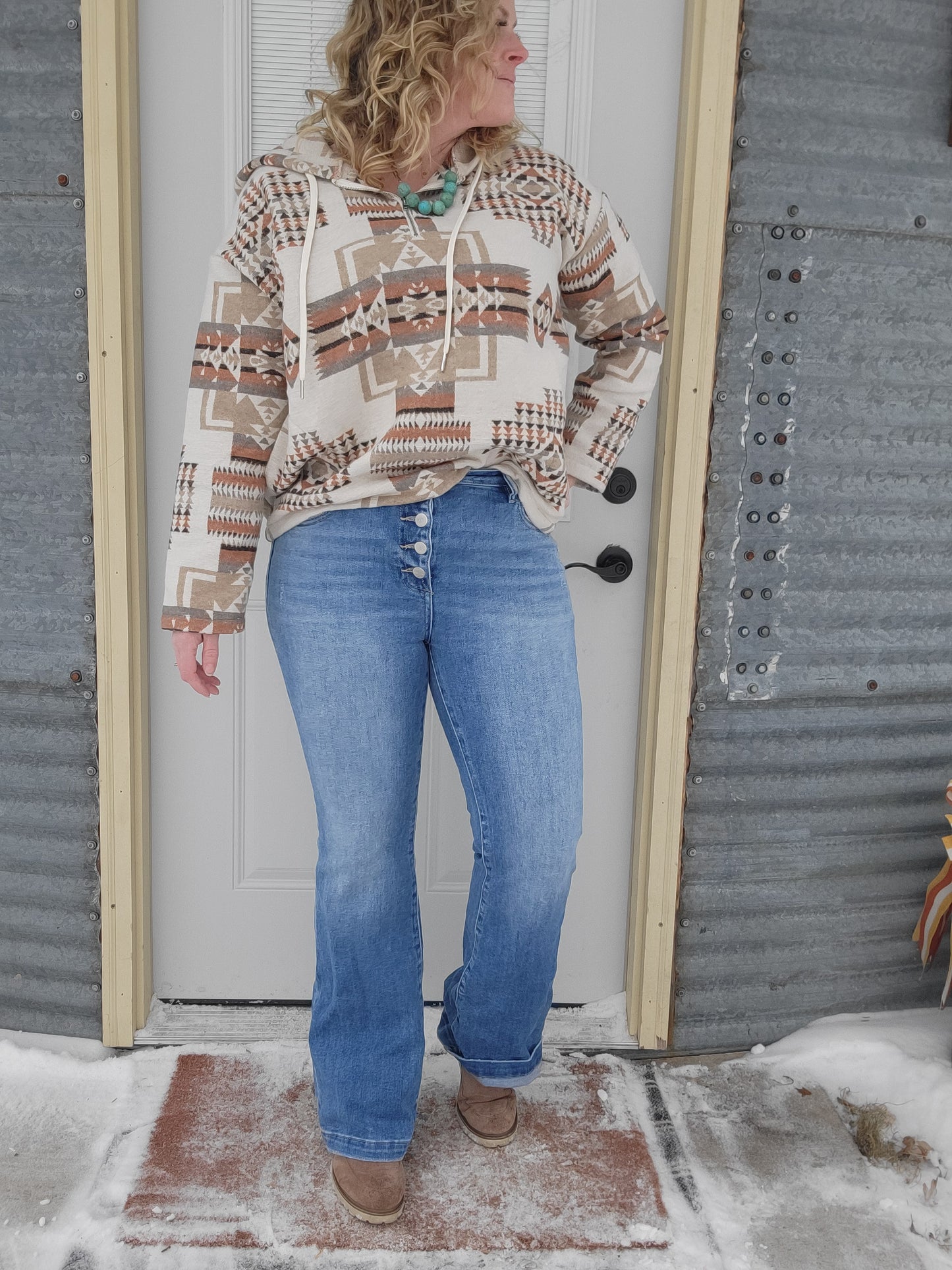 Sadie High Rise Bootcut Button Down Jeans