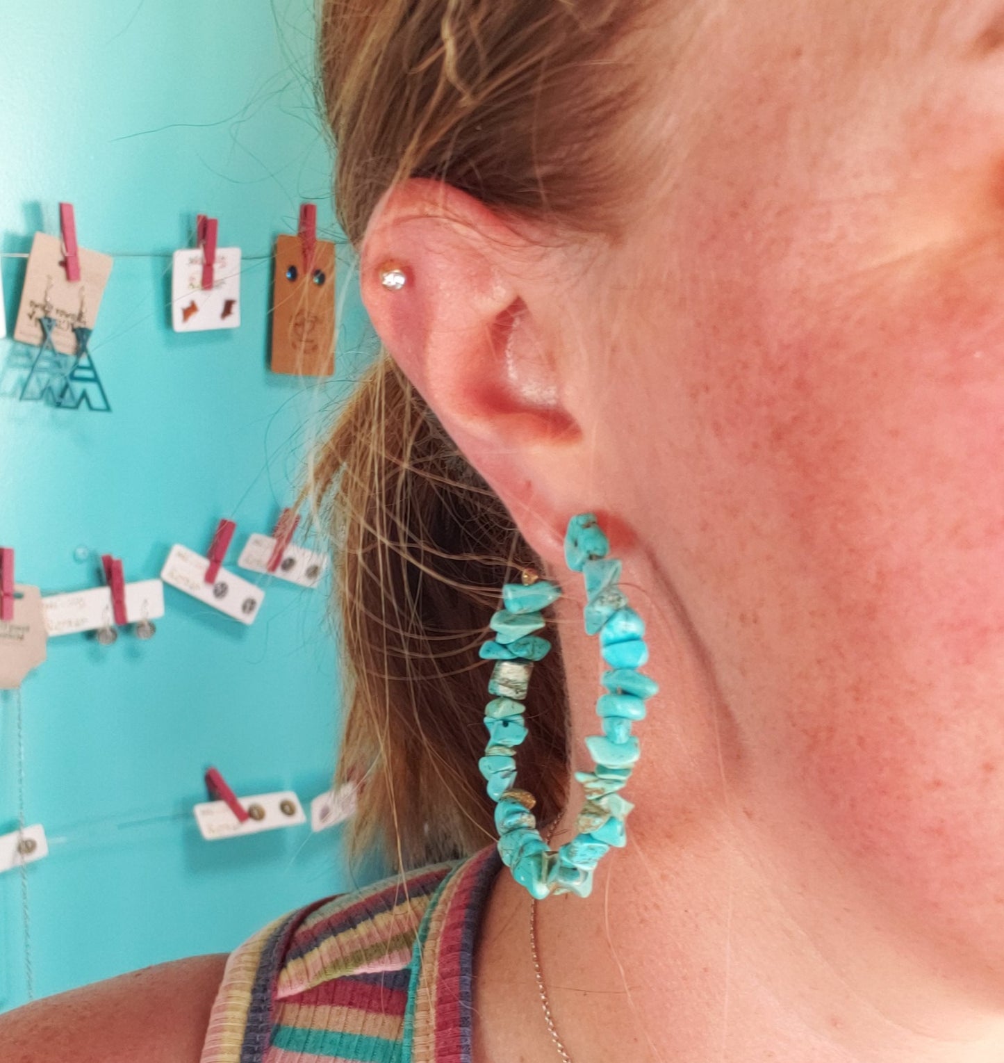 Turquoise Hoop Earrings - Gravel Road Mercantile