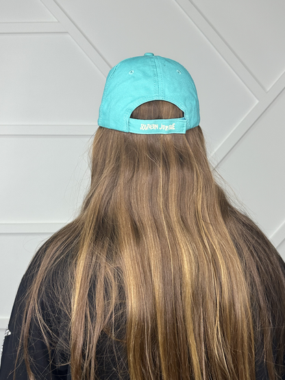 Distressed Turquoise Baseball Hat
