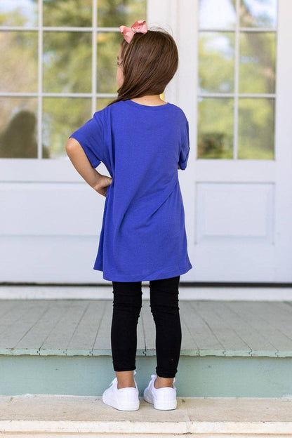Girls' Peri Blue Crewneck Cuff Tee