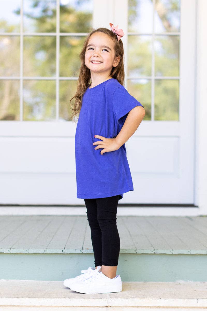 Girls' Peri Blue Crewneck Cuff Tee