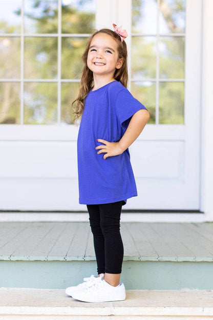 Girls' Peri Blue Crewneck Cuff Tee