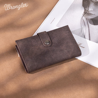 Wrangler Genuine Hair-On Cowhide Card Holder Bi-Fold Wallet - Coffee Brown