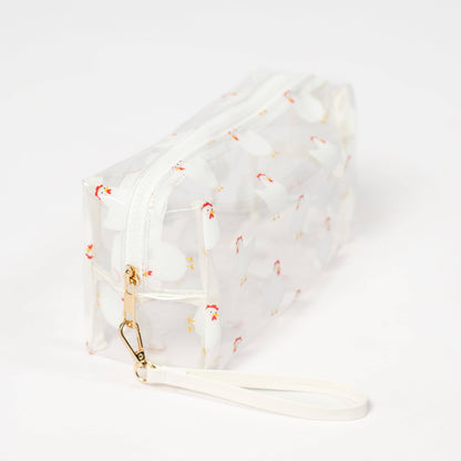 White Chicken Clear Cosmetic Bag - Small