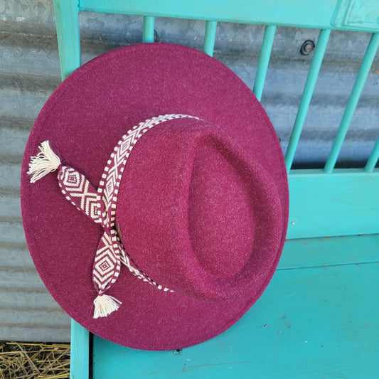 Geometric Trim CC Panama Hat - Heather Wine