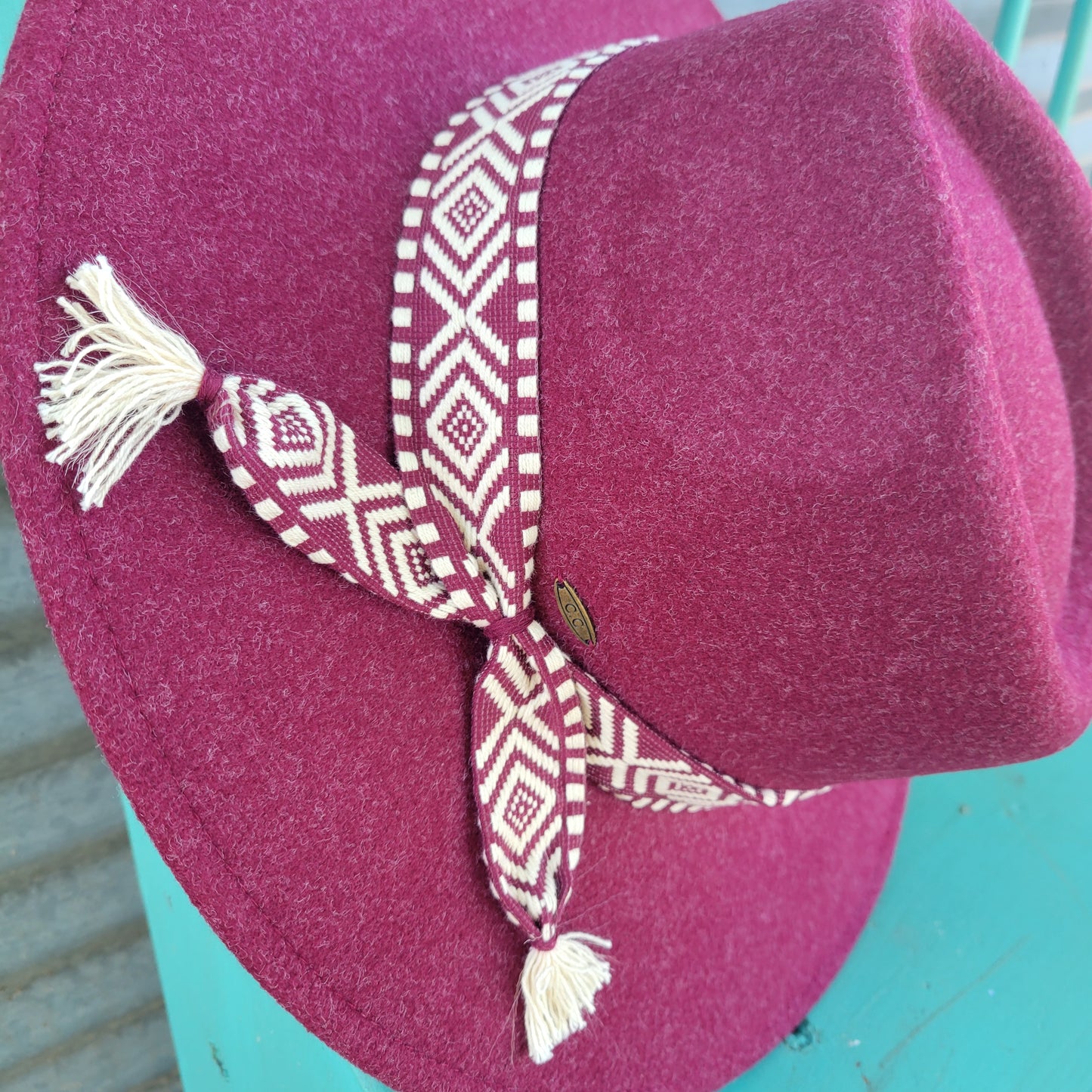 Geometric Trim CC Panama Hat - Heather Wine