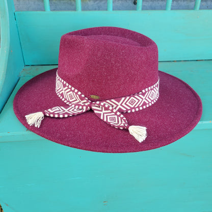 Geometric Trim CC Panama Hat - Heather Wine