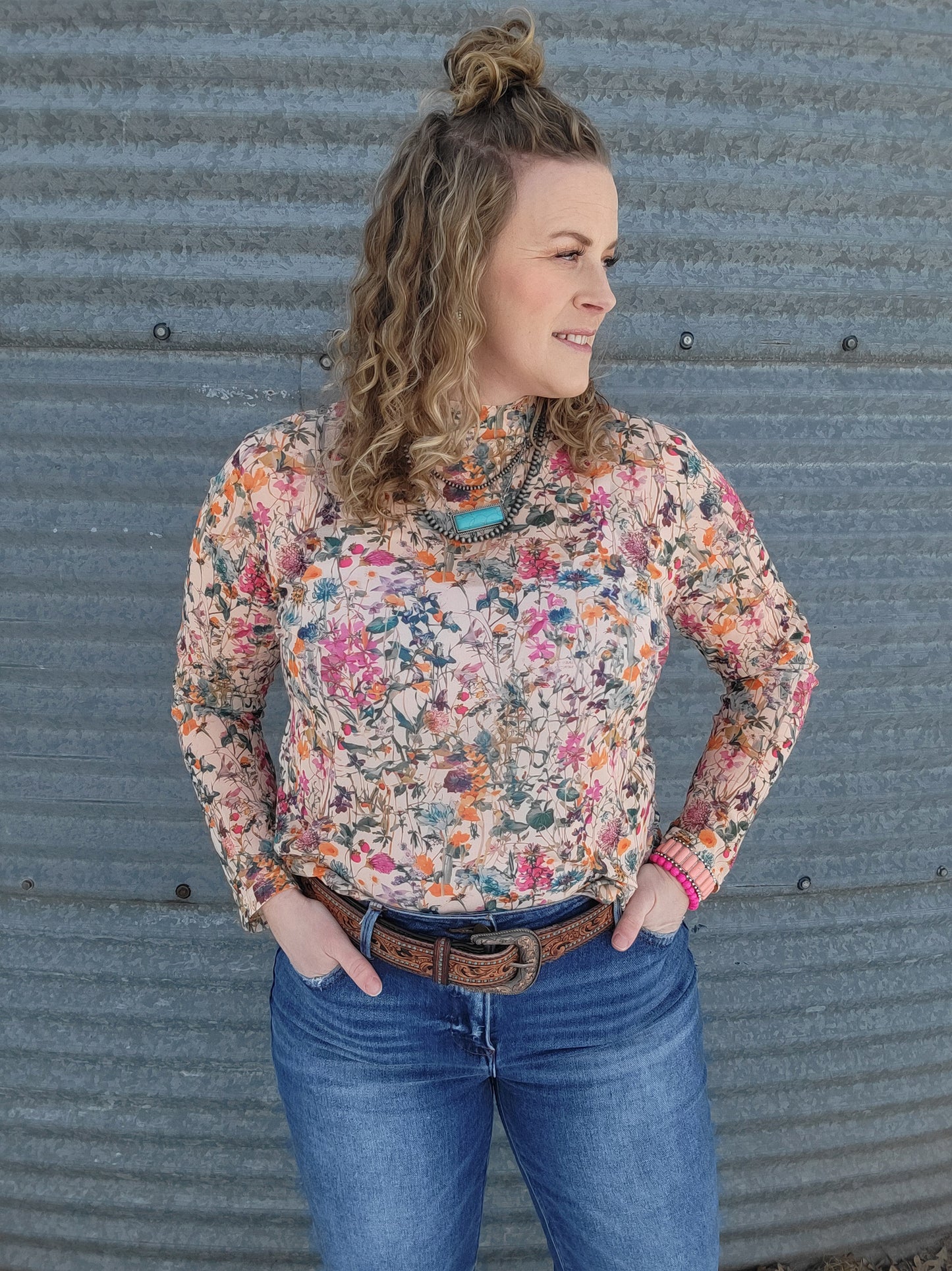 Field of Flowers Mesh Top