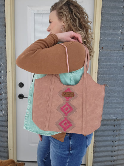 Wrangler Aztec Embroidered Shoulder Bag - Dark Pink