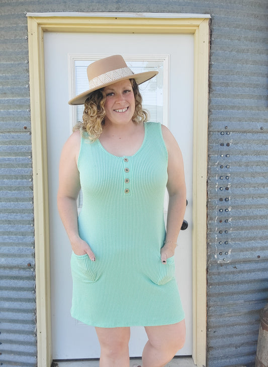 Ribbed Mint Dress