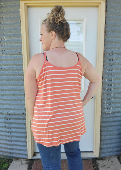 Stripe Tank - Coral