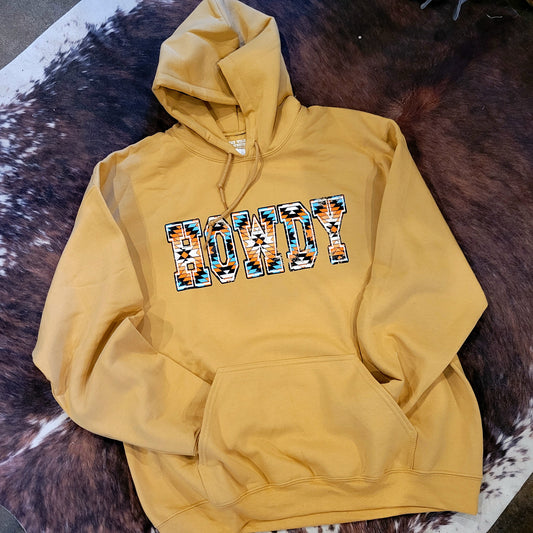 Howdy Aztec Hoodie Sweatshirt: Gold Rush