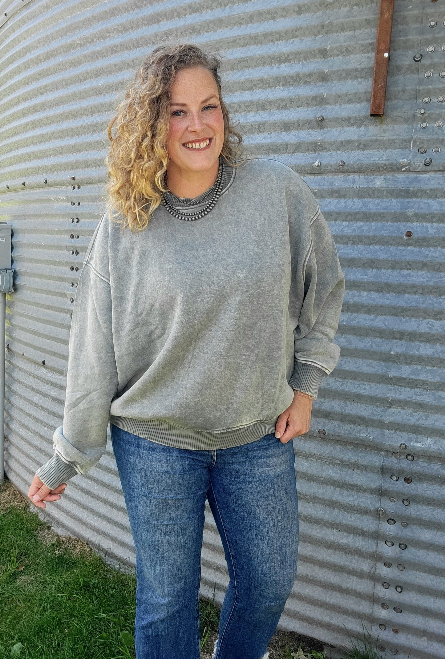 Acid Wash Oversized Pullover
