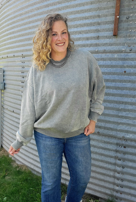 Acid Wash Oversized Pullover