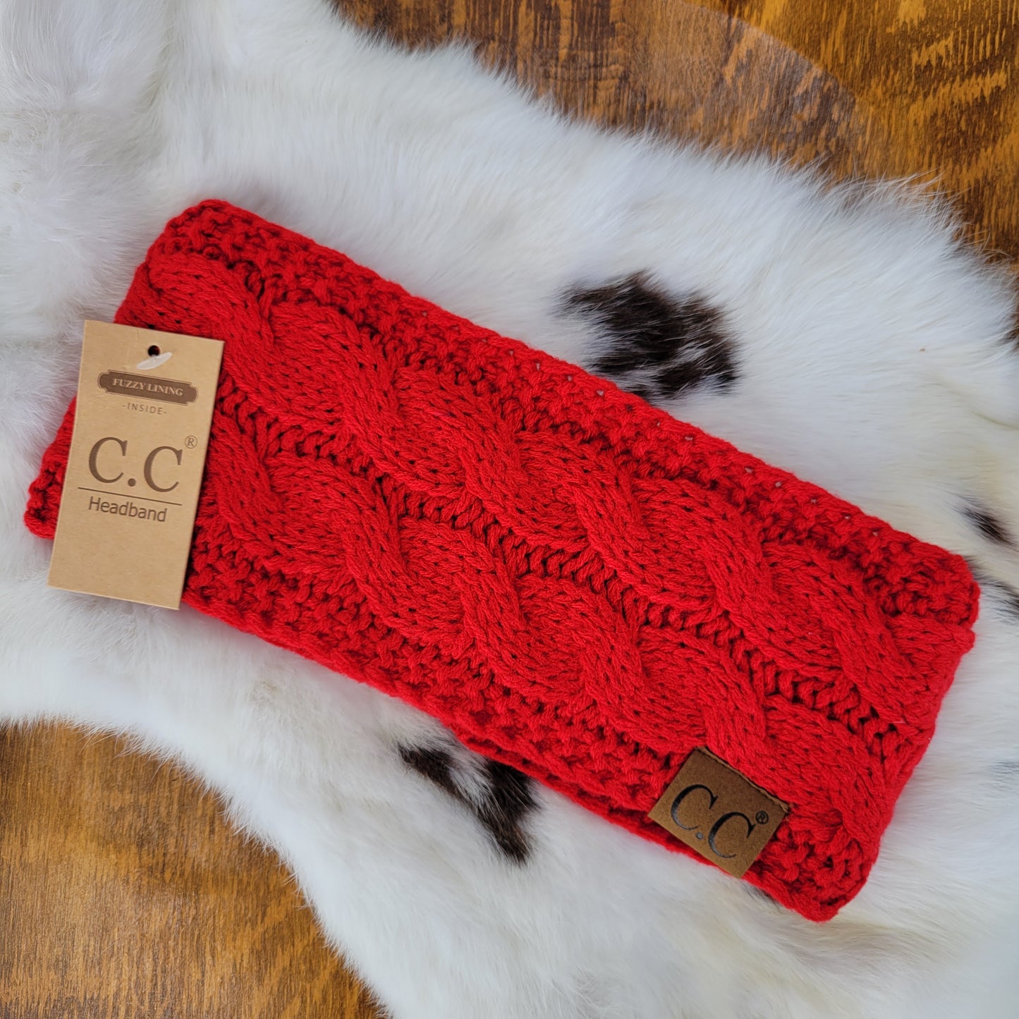 Fuzzy Lined CC Headband - Red
