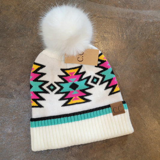 CC Stocking Hat Faux Fur Pom CC Beanie