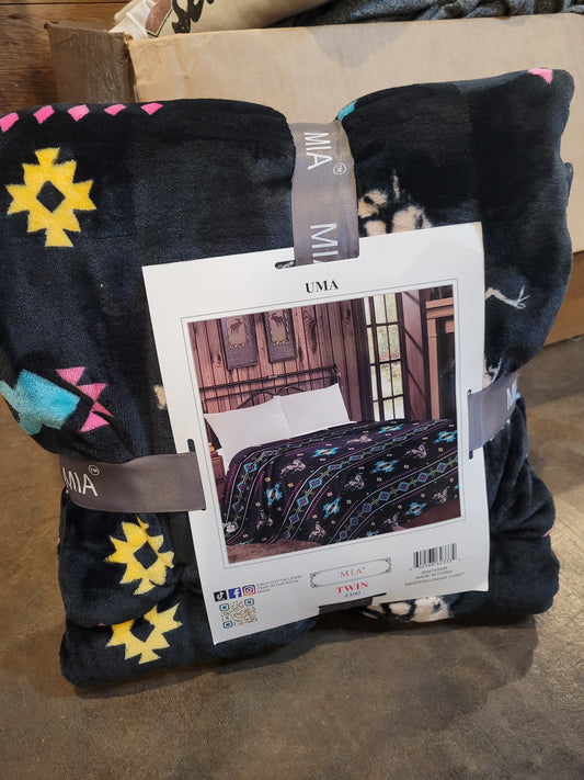 Mia Twin Size Blanket - Neon Cowboy