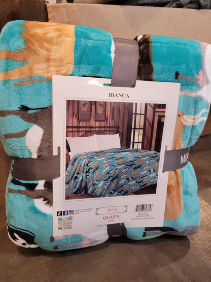 Mia Twin Size Blanket - Cows