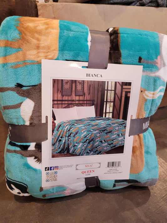 Mia Twin Size Blanket - Cows