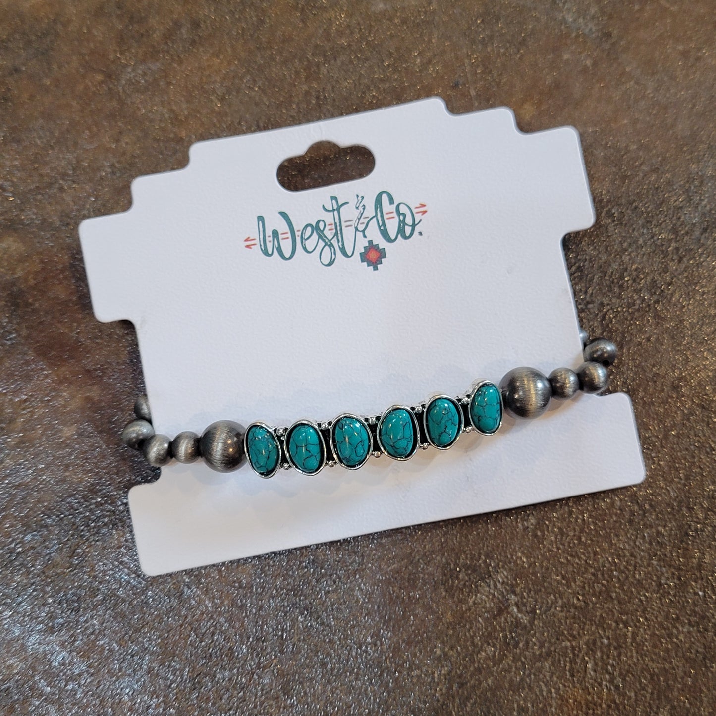 West & Co. Turquoise and Navajo Pearl Stretch Bracelet
