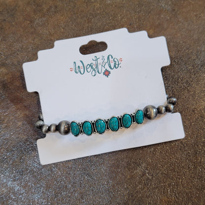 West & Co. Turquoise and Navajo Pearl Stretch Bracelet