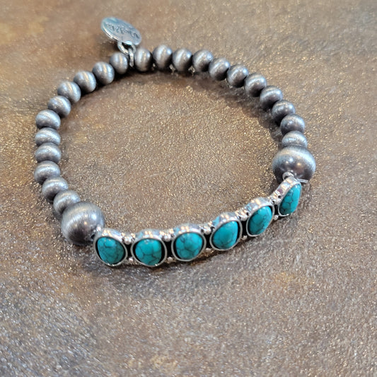 West & Co. Turquoise and Navajo Pearl Stretch Bracelet