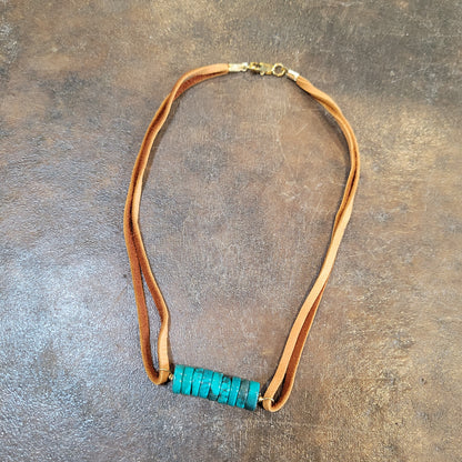 Leather and Turquoise Choker